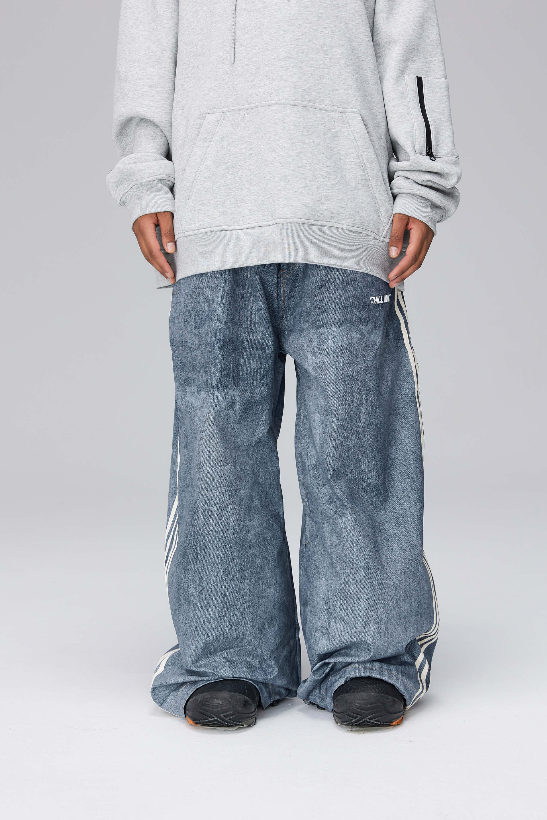 Unisex Denim style Baggy Grey Snow Pants