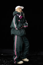 Unisex Snow Jacket & Pants Set With Pink Stripe