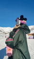 Unisex Snow Jacket & Pants Set With Pink Stripe