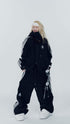 Black Lace Trim Snow Jacket and Pants Set