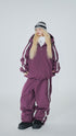 Purple and White Striped Snow Jacket and Pants Set