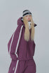 Purple and White Striped Snow Jacket and Pants Set