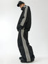 Unisex Black Snow Jacket & Pants( With White Stripe)