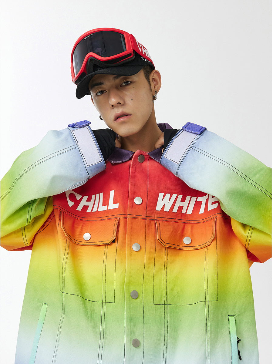 Unisex Rainbow Denim style Snow Jacket