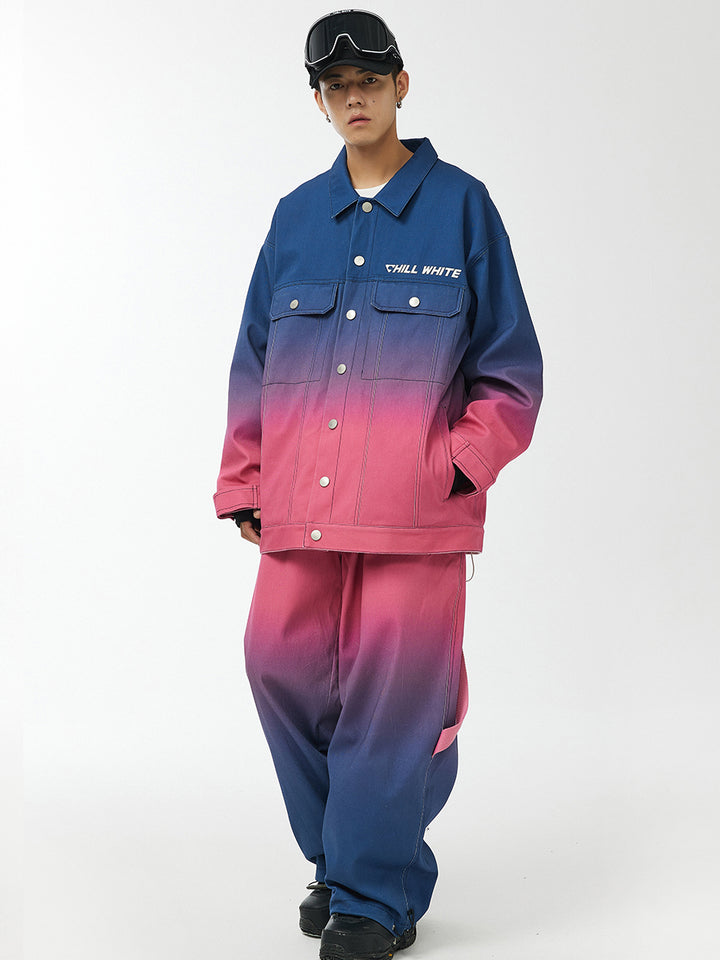 Karl Kani Gradient Denim shirt jacket in blue/pink