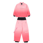 Unisex Denim stytle Pink Gradient Snow Jacket & Pants